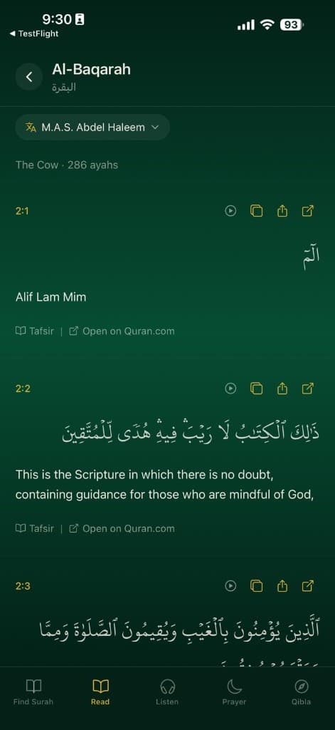 Read the Quran with translation