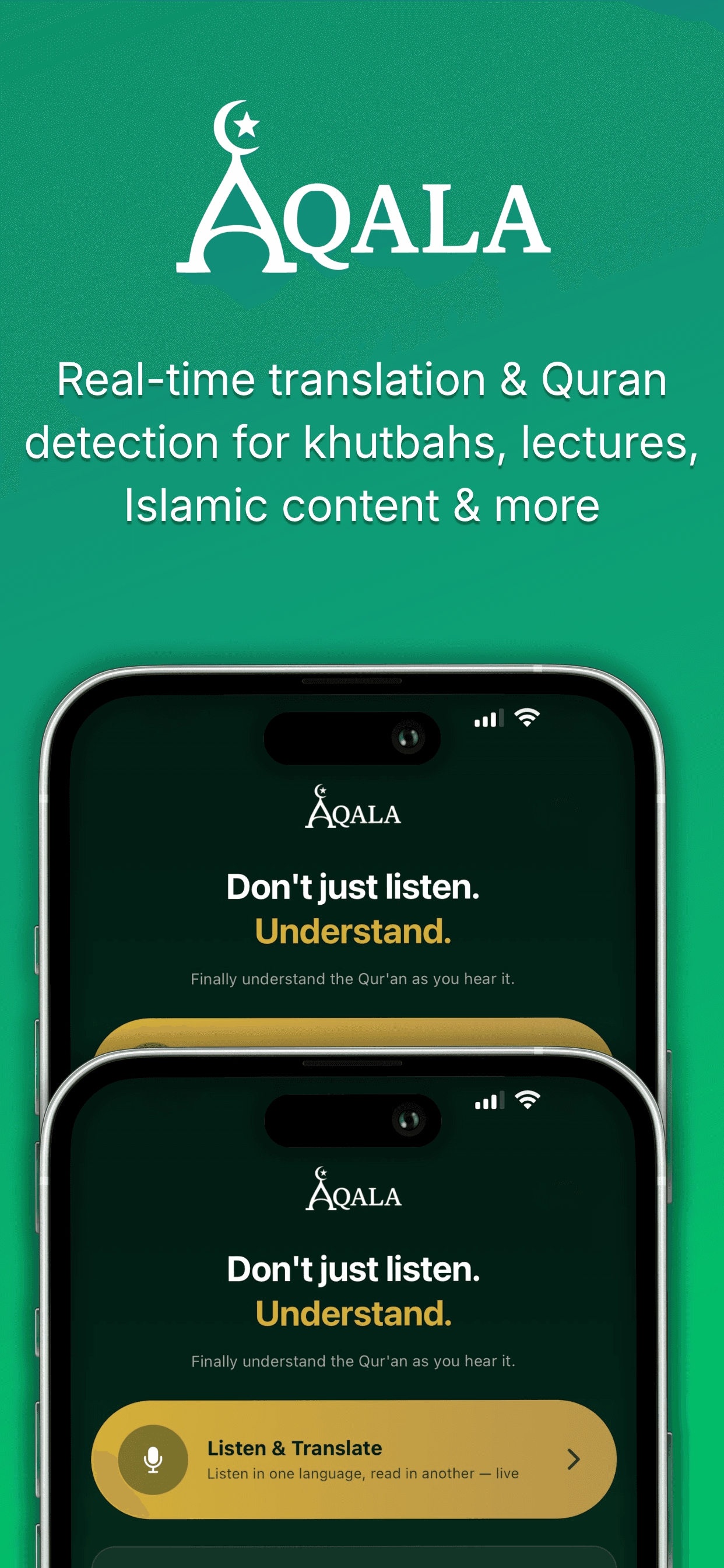 Aqala feature overview: real-time translation and Quran detection for khutbahs and lectures